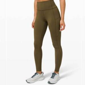Lululemon Fast & Free 28” Brushed Nulux Moss Grn